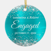 Silver Glitter Turquoise Blue-Folie Keramisch Ornament (Voorkant)