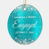 Silver Glitter Turquoise Blue-Folie Keramisch Ornament (Links)