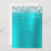 Silver Glitter Turquoise Blue Folie Sweet 16 Kaart (Achterkant)