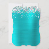 Silver Glitter Turquoise Blue Luxurious Sweet 16 Kaart (Achterkant)