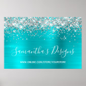 Silver Glitter Turquoise Blue Online Store Poster (Voorkant)