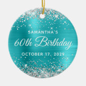 Silver Glitter Turquoise Foil 60th Birthday Keramisch Ornament (Voorkant)