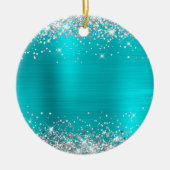 Silver Glitter Turquoise Foil Blank Keramisch Ornament (Voorkant)