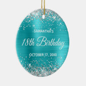 Silver Glitter Turquoise Folie 18th Birthday Keramisch Ornament (Rechts)