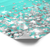 Silver Glitter Turquoise Folie 40th Birthday Poster (Hoek)