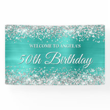Silver Glitter Turquoise Folie 50th Birthday