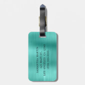 Silver Glitter Turquoise Folie Fancy Monogram Bagagelabel (Achterkant verticaal)