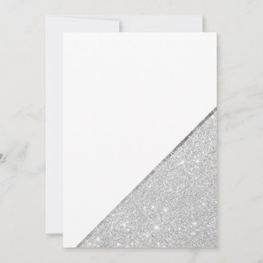 Silver glitter typography white wedding kaart (Achterkant)