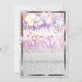 Silver Glitter Unicorn Bokeh, Floral Baby shower Kaart (Achterkant)