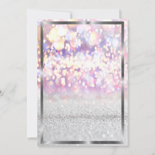Silver Glitter Unicorn Bokeh, Floral Baby shower Kaart (Achterkant)