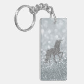 Silver Glitter Unicorn Bokeh Sleutelhanger (Voorkant Links)