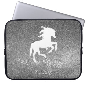 Silver Glitter Unicorn-laptophoes Laptop Sleeve