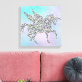 Silver Glitter Unicorn op pasta Canvas Afdruk (Insitu (Woonkamer))