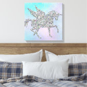 Silver Glitter Unicorn op pasta Canvas Afdruk (Insitu (Slaapkamer))