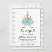 Silver Glitter Unicorn Princess Baby shower Kaart (Voorkant)