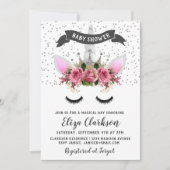 Silver Glitter Unicorn Princess Baby shower Kaart (Voorkant)