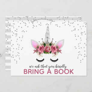Silver Glitter Unicorn Princess brengt een boek me Kaart