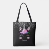 Silver Glitter Unicorn Tote Bag (Achterkant)