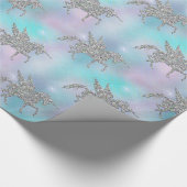 Silver Glitter Unicorns op pasta Cadeaupapier (Hoek)