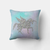 Silver Glitter Unicorns op pasta Kussen (Achterkant)