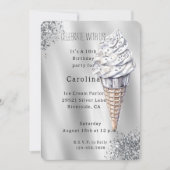 Silver Glitter Vanilla Ice Cream Cone Birthday Kaart (Voorkant)