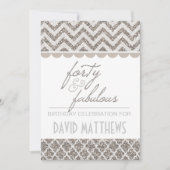 Silver Glitter Veertig en Fabulous Birthday Invite Kaart (Voorkant)