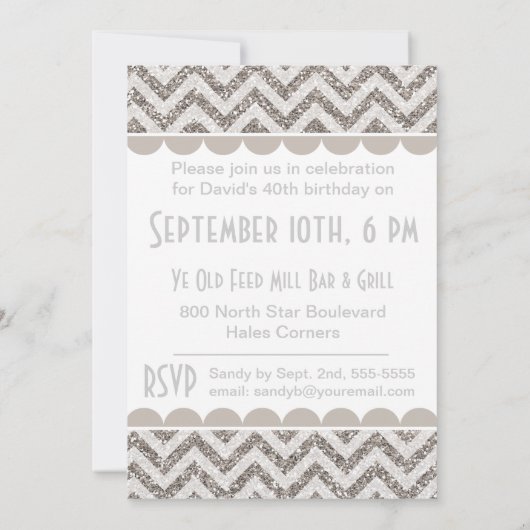 Silver Glitter Veertig en Fabulous Birthday Invite Kaart (Achterkant)