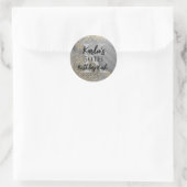 Silver Glitter Verjaardag Mandala Monogram Ronde Sticker (Tas)