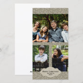 Silver Glitter Verstelbare 3 Foto Kerstmis Kaart (Voorkant / Achterkant)