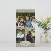 Silver Glitter Verstelbare 3 Foto Kerstmis Kaart (Staand voorkant)