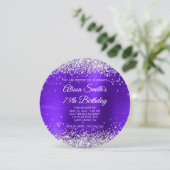 Silver Glitter Violet Paarse Fancy 75e Verjaardag Kaart (Staand voorkant)