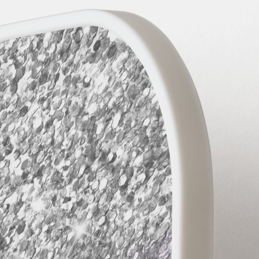 Silver Glitter Violet Paarse Ombre Modern Script Pickleball Paddle (Links Detail)