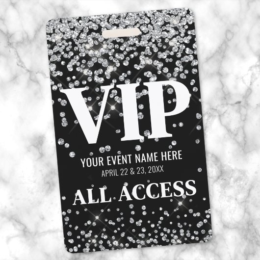 Silver Glitter VIP-evenement Badge