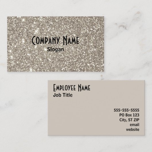 Silver Glitter Visitekaartje (Voorkant / Achterkant)