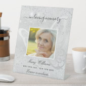 Silver glitter vlinder foto-herdenking reclamebord met voetstuk (Insitu)