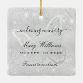 Silver glitter vlindermonument keramisch ornament (Achterkant)