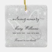 Silver glitter vlindermonument keramisch ornament (Voorkant)
