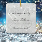 Silver glitter vlindermonument keramisch ornament