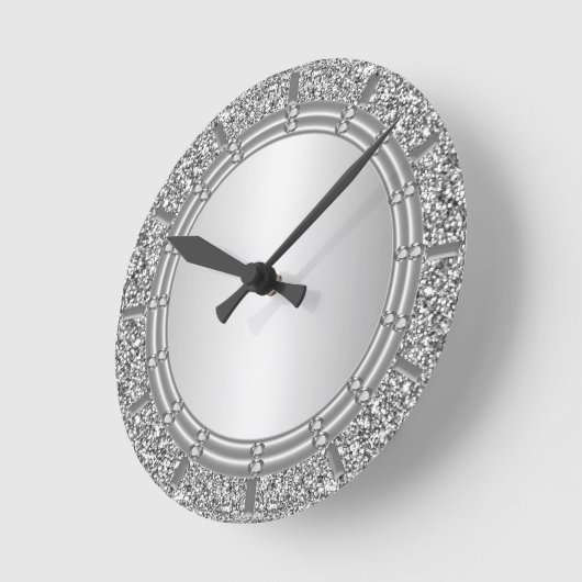 Silver Glitter Wall klok (Hoek)