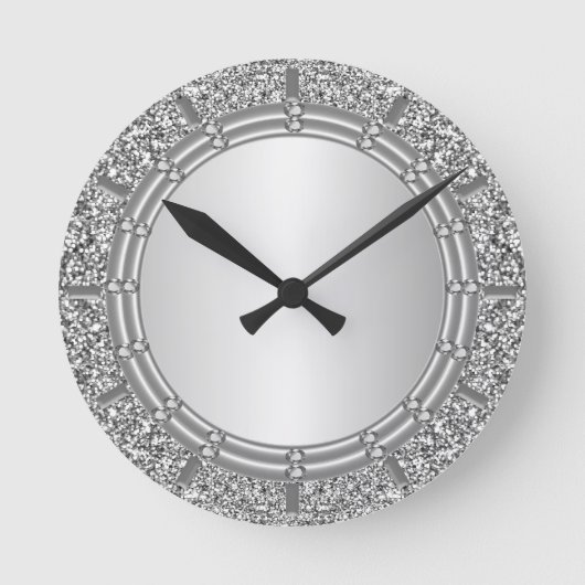 Silver Glitter Wall klok (Voorkant)
