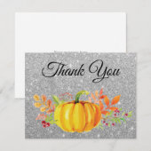 Silver Glitter Waterverf Pumpkin Bedankkaart (Voorkant / Achterkant)