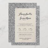 Silver Glitter Wedding Aankondiging Uitnodiging (Voorkant / Achterkant)