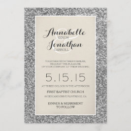 Silver Glitter Wedding Aankondiging Uitnodiging