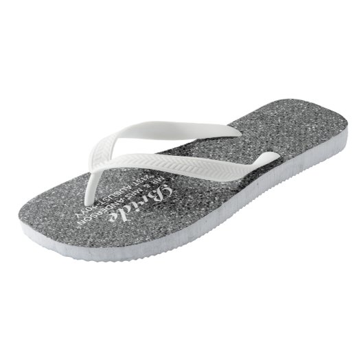 SILVER Glitter Wedding Flipflops BRIDE Teenslippers (Schuin)