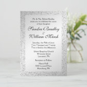 Silver Glitter Wedding Invitation 5"x 7" Kaart (Staand voorkant)