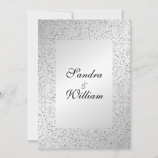Silver Glitter Wedding Invitation 5"x 7" Kaart (Achterkant)