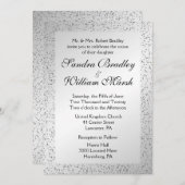 Silver Glitter Wedding Invitation 5"x 7" Kaart (Voorkant / Achterkant)