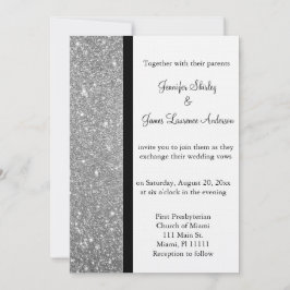 Silver Glitter Wedding Invitation Kaart