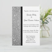 Silver Glitter Wedding Invitation Kaart (Staand voorkant)