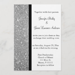 Silver Glitter Wedding Invitation Kaart